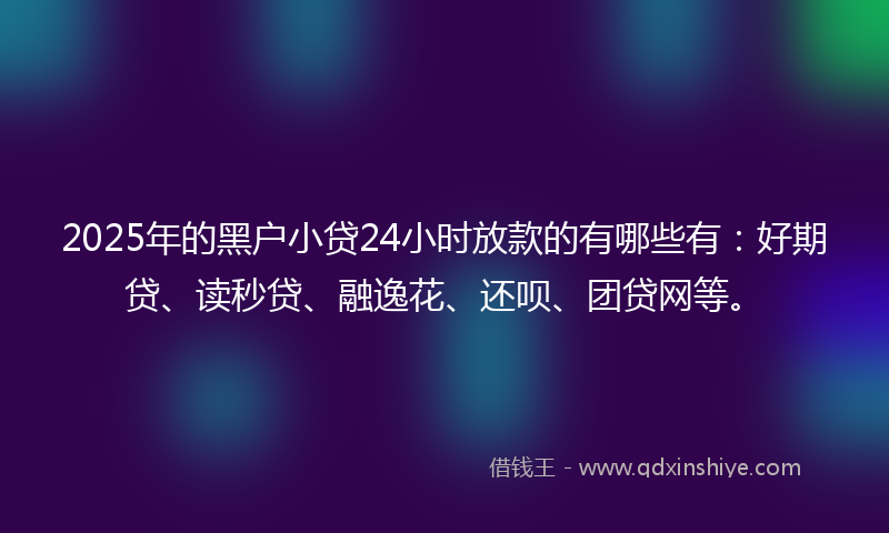 2025年的黑户小贷24小时放款的有哪些有：好期贷、读秒贷、融逸花、还呗、团贷网等。