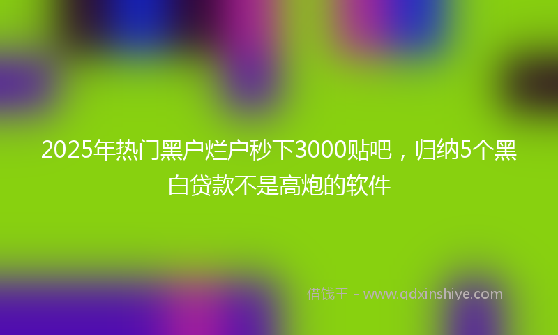 2025年热门黑户烂户秒下3000贴吧，归纳5个黑白贷款不是高炮的软件