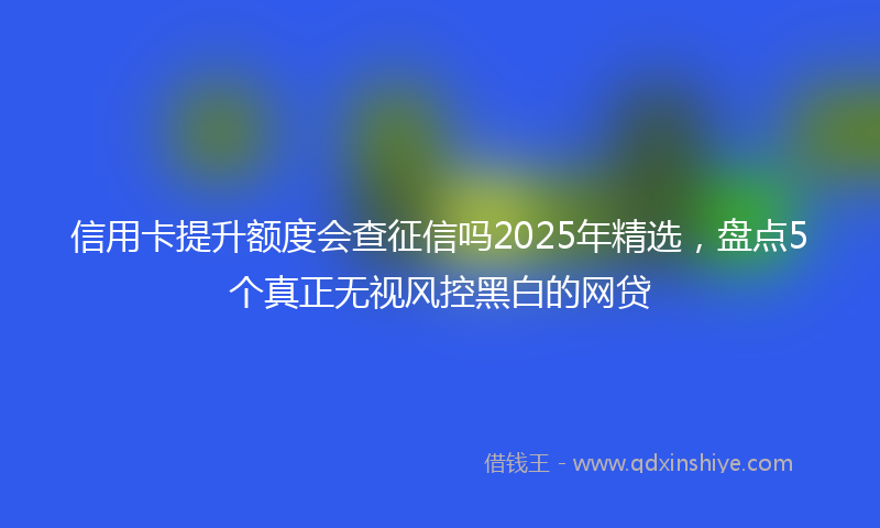 信用卡提升额度会查征信吗2025年精选，盘点5个真正无视风控黑白的网贷