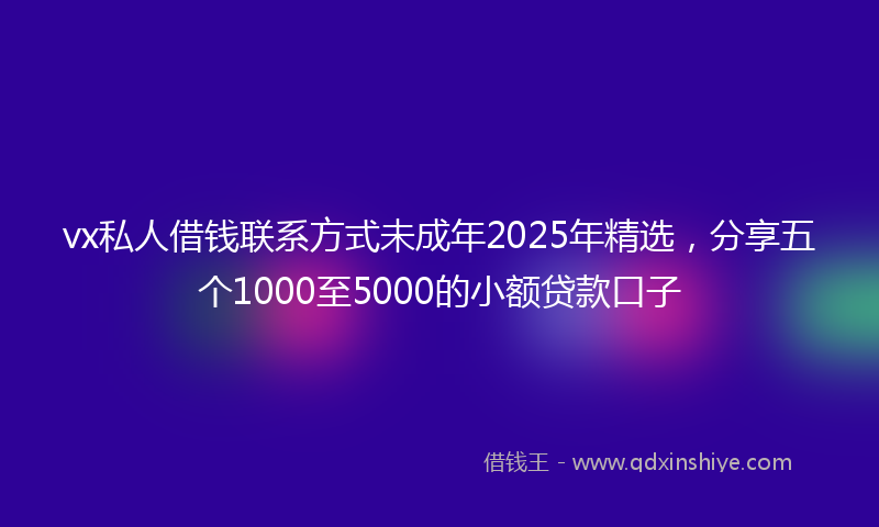 vx私人借钱联系方式未成年2025年精选，分享五个1000至5000的小额贷款口子