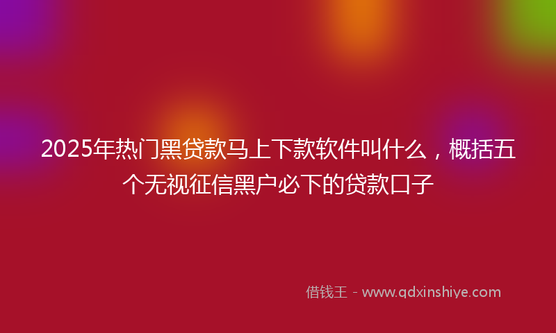 2025年热门黑贷款马上下款软件叫什么，概括五个无视征信黑户必下的贷款口子