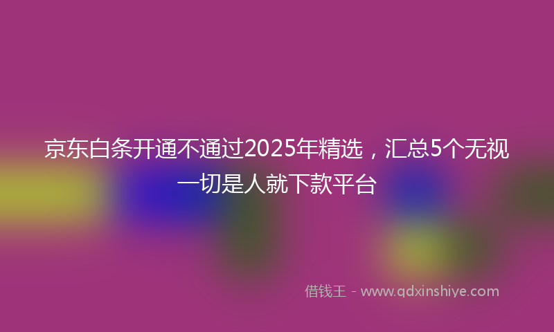 京东白条开通不通过2025年精选，汇总5个无视一切是人就下款平台