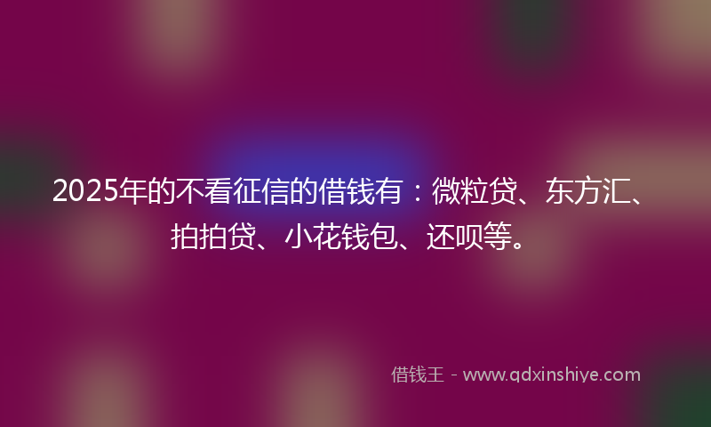 2025年的不看征信的借钱有：微粒贷、东方汇、拍拍贷、小花钱包、还呗等。