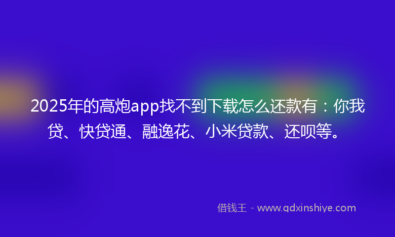 2025年的高炮app找不到下载怎么还款有：你我贷、快贷通、融逸花、小米贷款、还呗等。