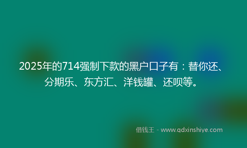 2025年的714强制下款的黑户口子有：替你还、分期乐、东方汇、洋钱罐、还呗等。