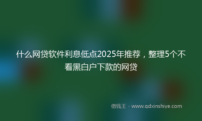 什么网贷软件利息低点2025年推荐，整理5个不看黑白户下款的网贷