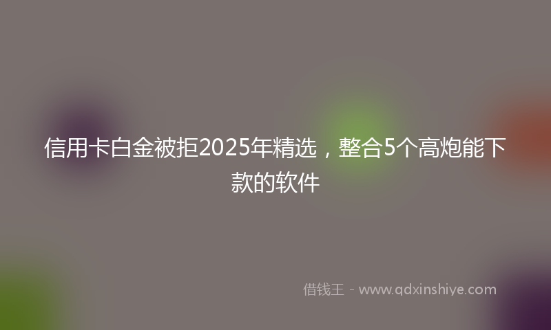 信用卡白金被拒2025年精选，整合5个高炮能下款的软件