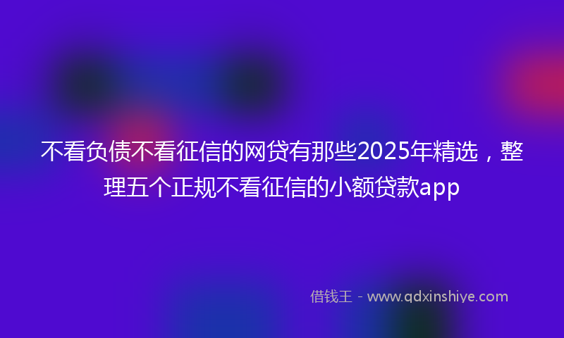 不看负债不看征信的网贷有那些2025年精选，整理五个正规不看征信的小额贷款app