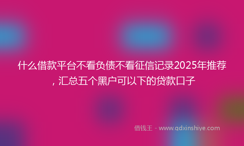 什么借款平台不看负债不看征信记录2025年推荐，汇总五个黑户可以下的贷款口子