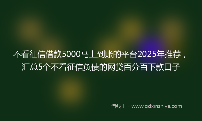 不看征信借款5000马上到账的平台2025年推荐，汇总5个不看征信负债的网贷百分百下款口子