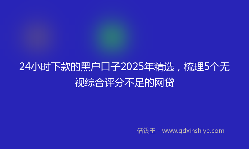 24小时下款的黑户口子2025年精选，梳理5个无视综合评分不足的网贷