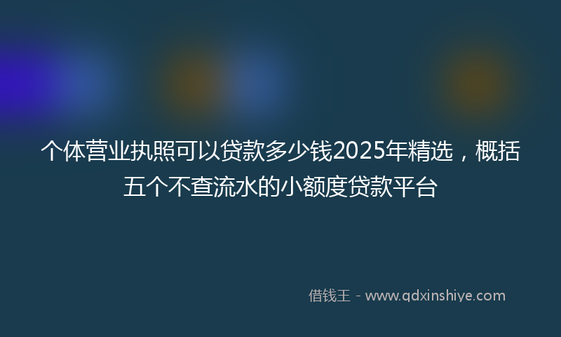 个体营业执照可以贷款多少钱2025年精选，概括五个不查流水的小额度贷款平台