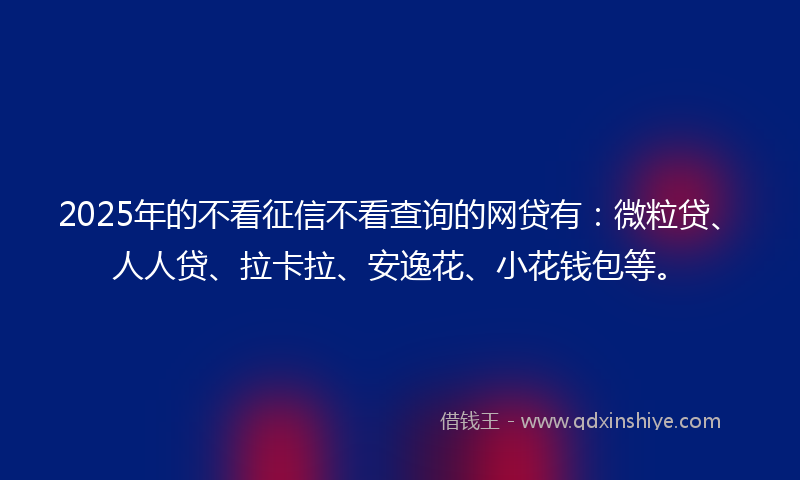 2025年的不看征信不看查询的网贷有：微粒贷、人人贷、拉卡拉、安逸花、小花钱包等。