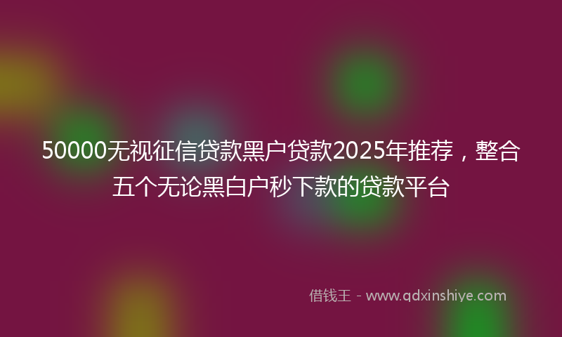50000无视征信贷款黑户贷款2025年推荐，整合五个无论黑白户秒下款的贷款平台