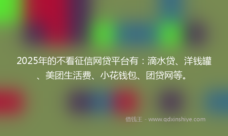 2025年的不看征信网贷平台有：滴水贷、洋钱罐、美团生活费、小花钱包、团贷网等。