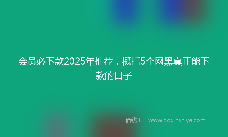 会员必下款2025年推荐，概括5个网黑真正能下款的口子