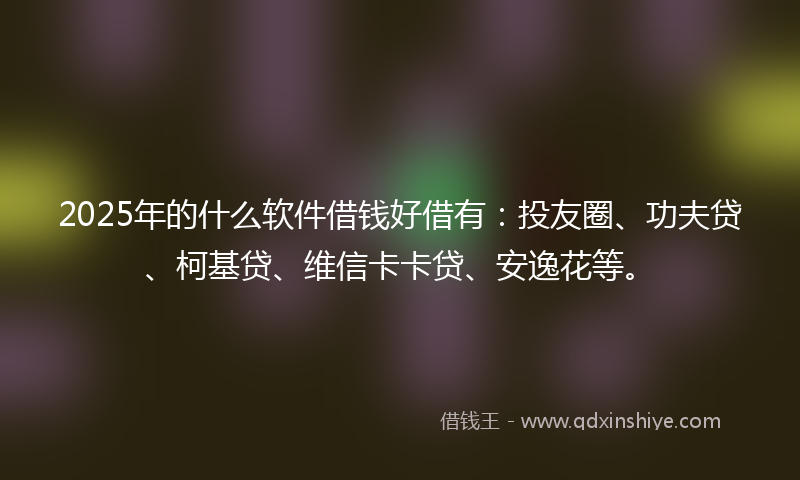 2025年的什么软件借钱好借有：投友圈、功夫贷、柯基贷、维信卡卡贷、安逸花等。