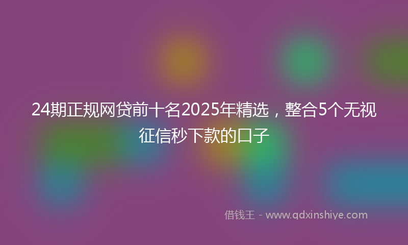 24期正规网贷前十名2025年精选，整合5个无视征信秒下款的口子