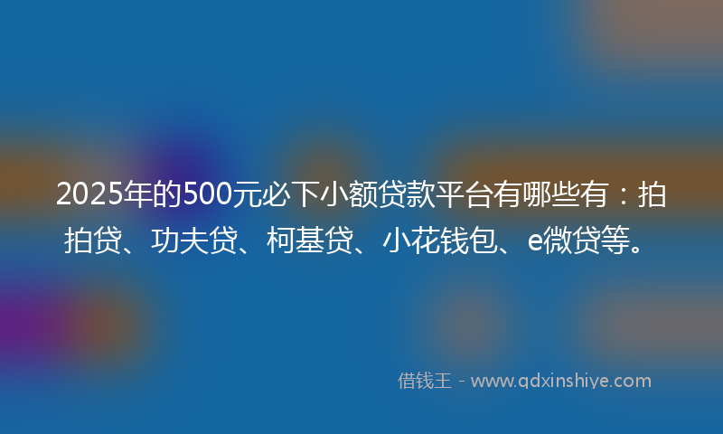 2025年的500元必下小额贷款平台有哪些有：拍拍贷、功夫贷、柯基贷、小花钱包、e微贷等。