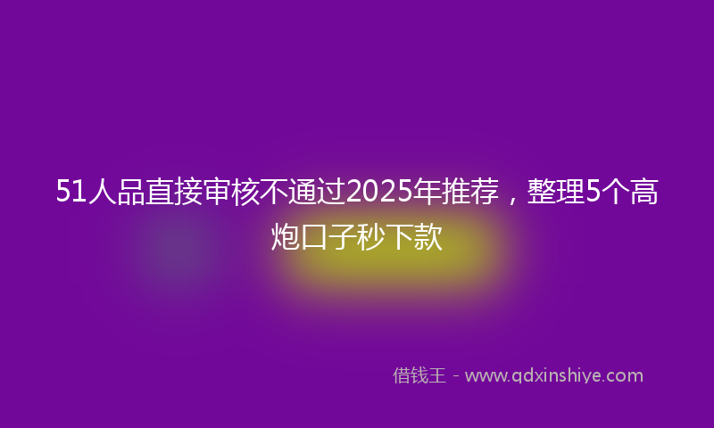 51人品直接审核不通过2025年推荐，整理5个高炮口子秒下款