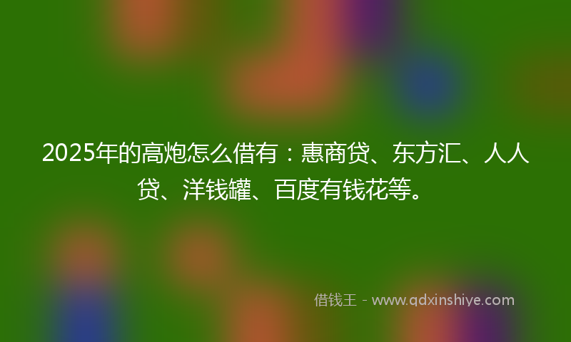 2025年的高炮怎么借有：惠商贷、东方汇、人人贷、洋钱罐、百度有钱花等。
