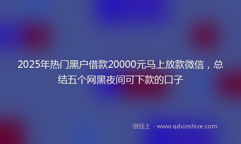 2025年热门黑户借款20000元马上放款微信，总结五个网黑夜间可下款的口子
