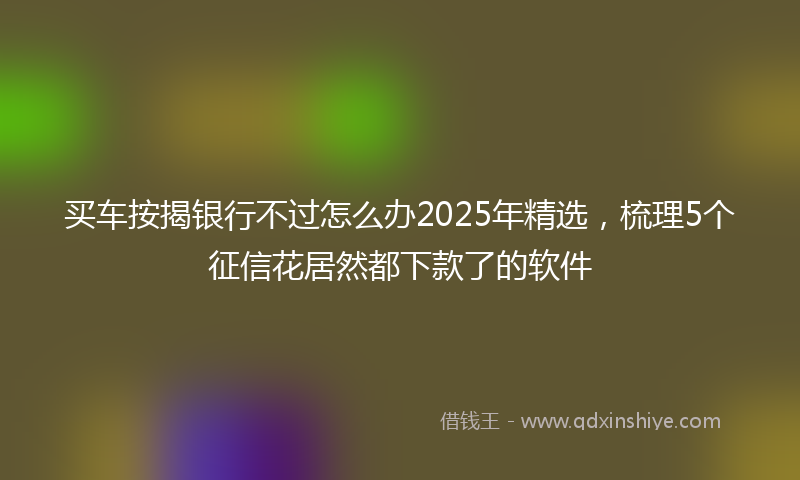 买车按揭银行不过怎么办2025年精选，梳理5个征信花居然都下款了的软件