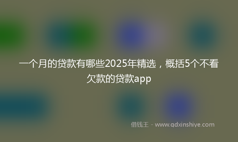 一个月的贷款有哪些2025年精选，概括5个不看欠款的贷款app