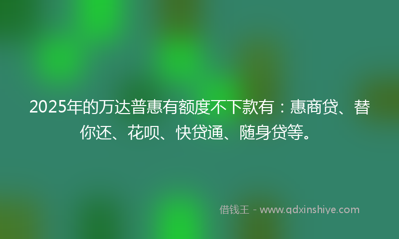 2025年的万达普惠有额度不下款有：惠商贷、替你还、花呗、快贷通、随身贷等。