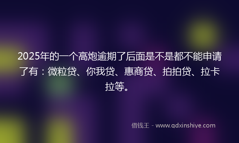 2025年的一个高炮逾期了后面是不是都不能申请了有：微粒贷、你我贷、惠商贷、拍拍贷、拉卡拉等。