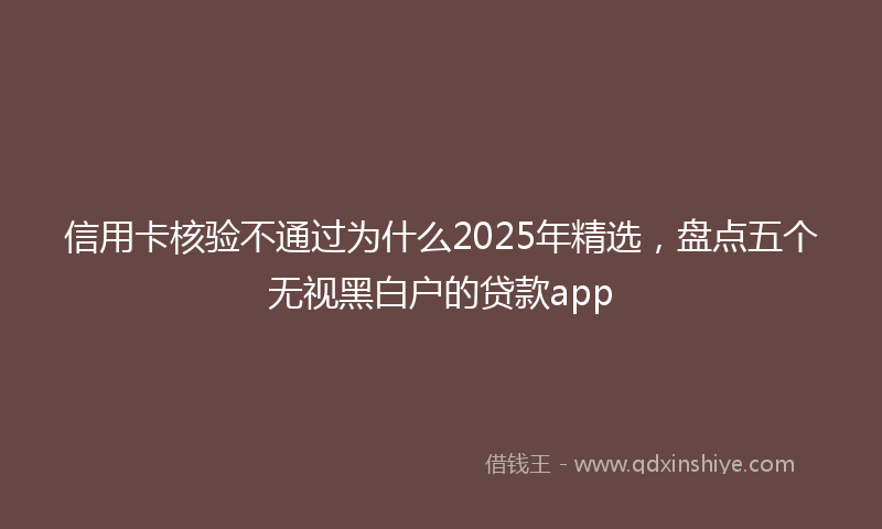 信用卡核验不通过为什么2025年精选，盘点五个无视黑白户的贷款app