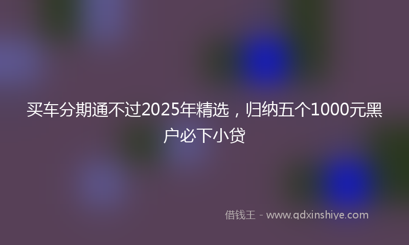 买车分期通不过2025年精选，归纳五个1000元黑户必下小贷
