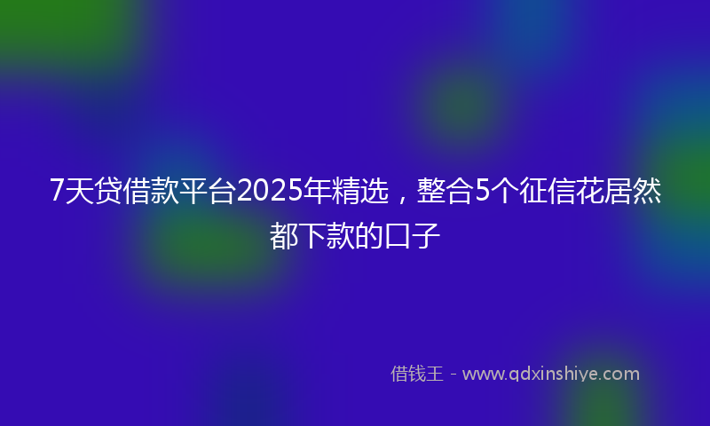 7天贷借款平台2025年精选，整合5个征信花居然都下款的口子