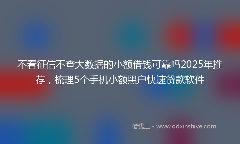 不看征信不查大数据的小额借钱可靠吗2025年推荐，梳理5个手机小额黑户快速贷款软件