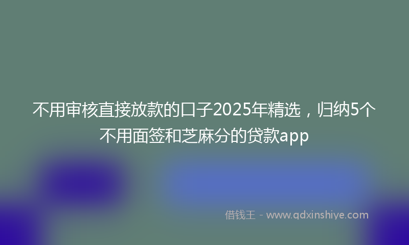 不用审核直接放款的口子2025年精选，归纳5个不用面签和芝麻分的贷款app
