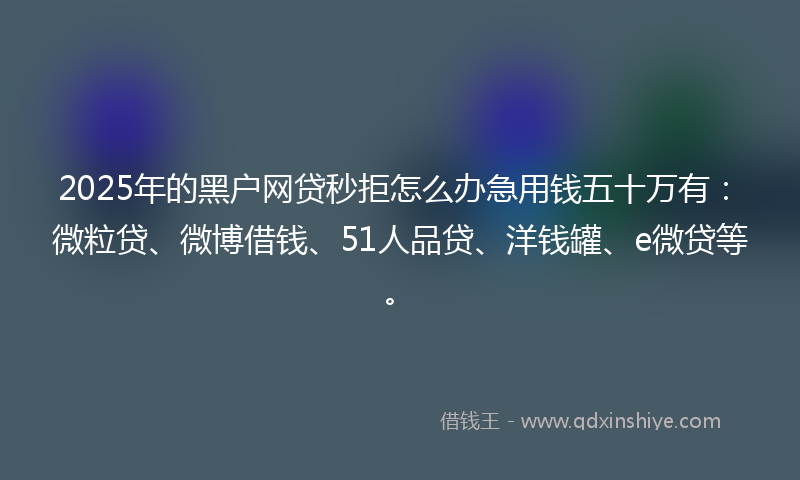 2025年的黑户网贷秒拒怎么办急用钱五十万有：微粒贷、微博借钱、51人品贷、洋钱罐、e微贷等。