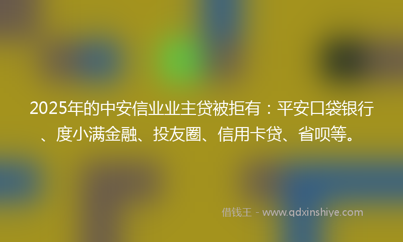 2025年的中安信业业主贷被拒有：平安口袋银行、度小满金融、投友圈、信用卡贷、省呗等。