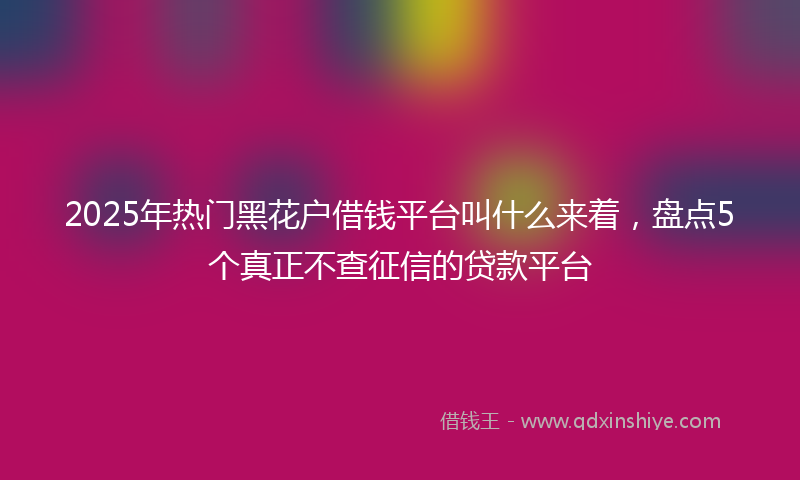 2025年热门黑花户借钱平台叫什么来着，盘点5个真正不查征信的贷款平台