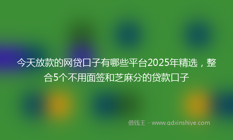 今天放款的网贷口子有哪些平台2025年精选，整合5个不用面签和芝麻分的贷款口子