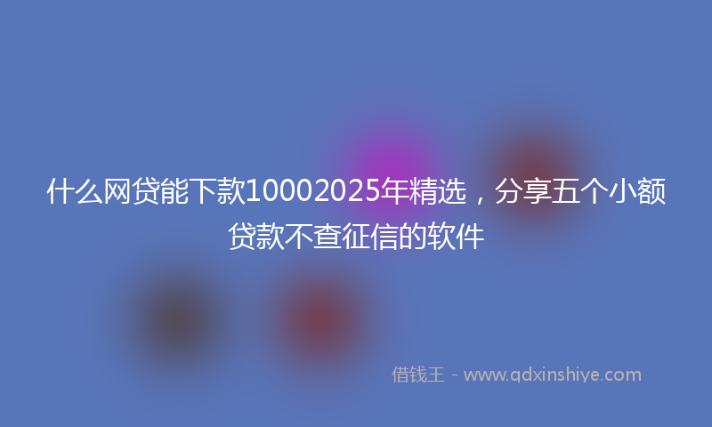 什么网贷能下款10002025年精选，分享五个小额贷款不查征信的软件