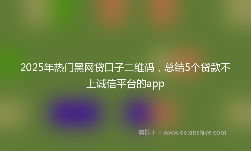 2025年热门黑网贷口子二维码，总结5个贷款不上诚信平台的app