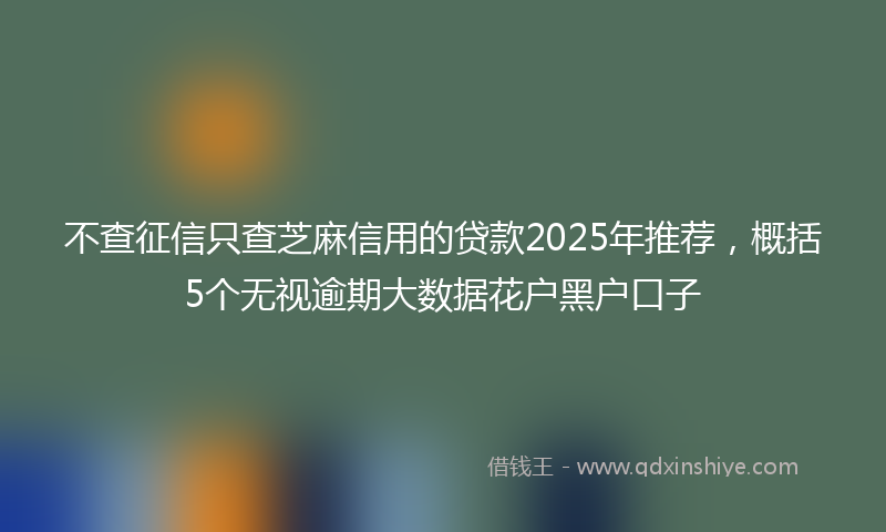 不查征信只查芝麻信用的贷款2025年推荐，概括5个无视逾期大数据花户黑户口子