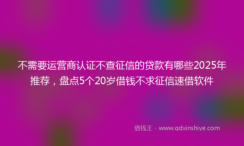 不需要运营商认证不查征信的贷款有哪些2025年推荐，盘点5个20岁借钱不求征信速借软件