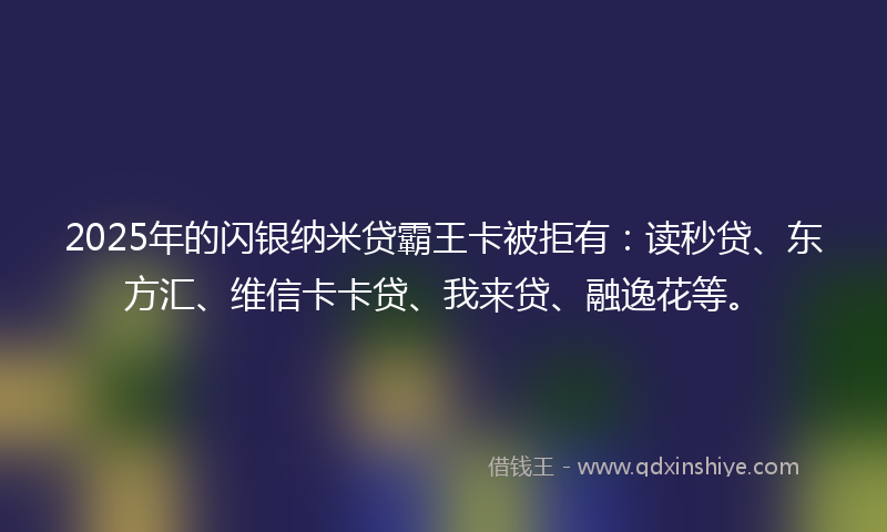 2025年的闪银纳米贷霸王卡被拒有：读秒贷、东方汇、维信卡卡贷、我来贷、融逸花等。