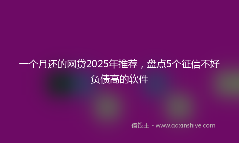 一个月还的网贷2025年推荐，盘点5个征信不好负债高的软件