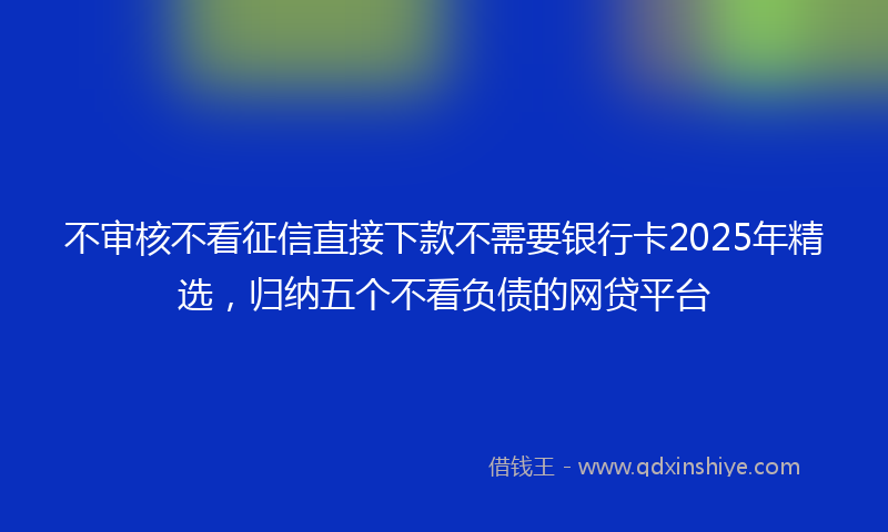 不审核不看征信直接下款不需要银行卡2025年精选，归纳五个不看负债的网贷平台