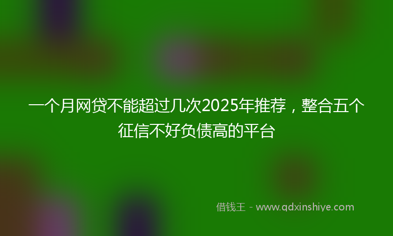 一个月网贷不能超过几次2025年推荐，整合五个征信不好负债高的平台