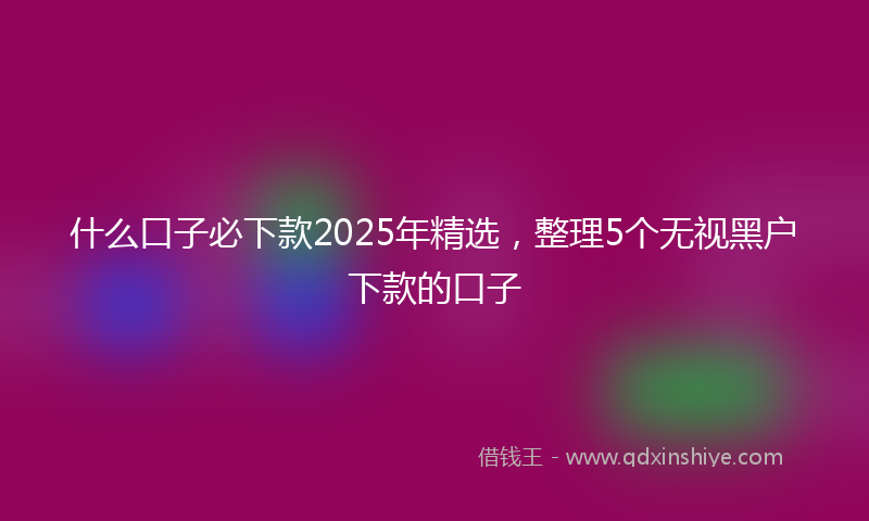 什么口子必下款2025年精选，整理5个无视黑户下款的口子