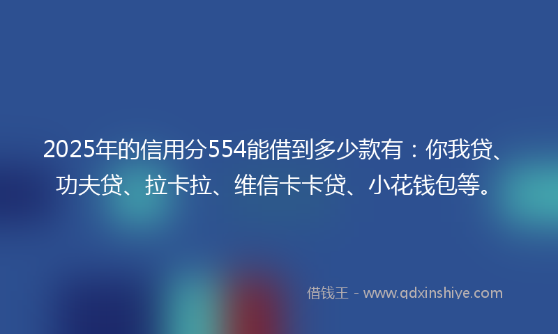 2025年的信用分554能借到多少款有：你我贷、功夫贷、拉卡拉、维信卡卡贷、小花钱包等。