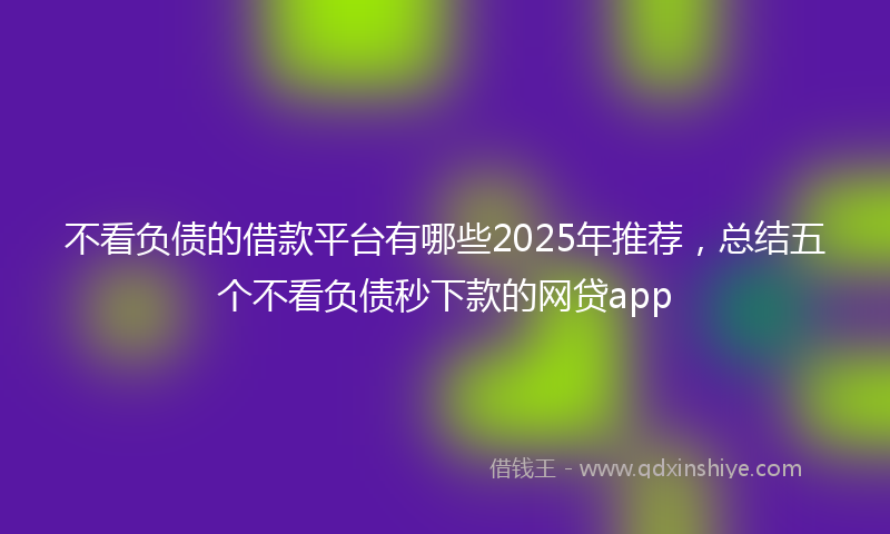 不看负债的借款平台有哪些2025年推荐，总结五个不看负债秒下款的网贷app